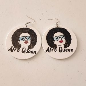 3 for $18 Black Girl Fly Real Wood African Pierced Earrings 1 1/2 Inches